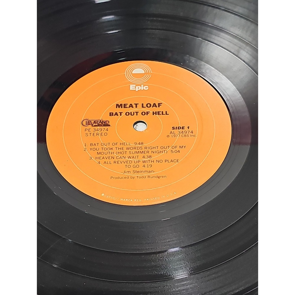 Meat Loaf Bat Out Of Hell Vintage Vinyl LP 1977 Epic Cleveland Record PE-34974 - Picture 10 of 14